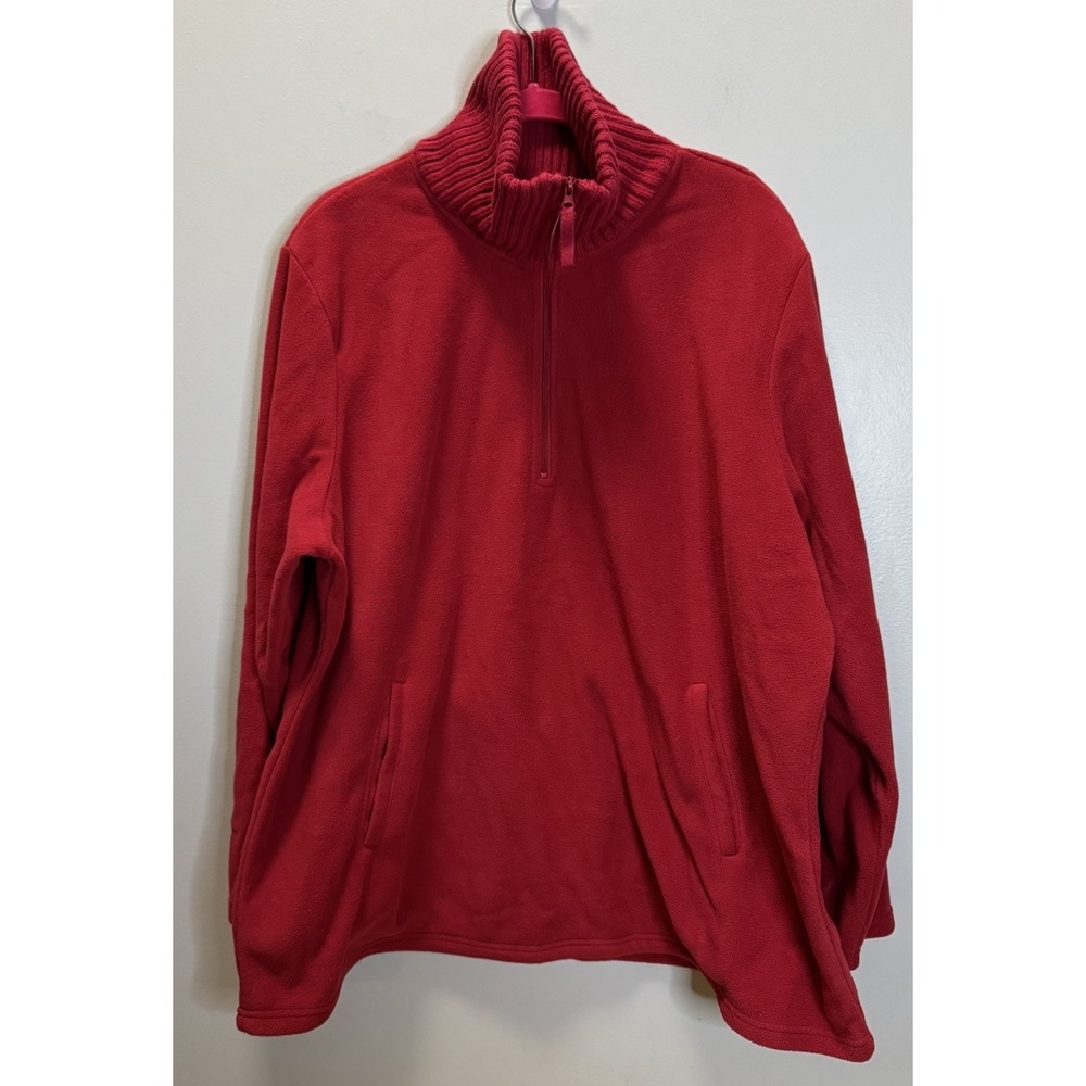 QVC Denim & Co Top Fleece 1/4 Zip Red Size 1X With Sweater Accents